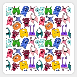Cute Colorful Monsters All Over Print Sticker